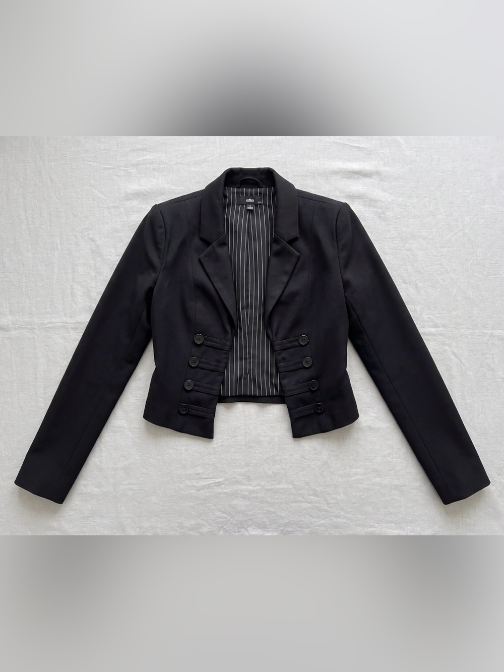 Millau Black Cropped Military-Button Women's Blazer